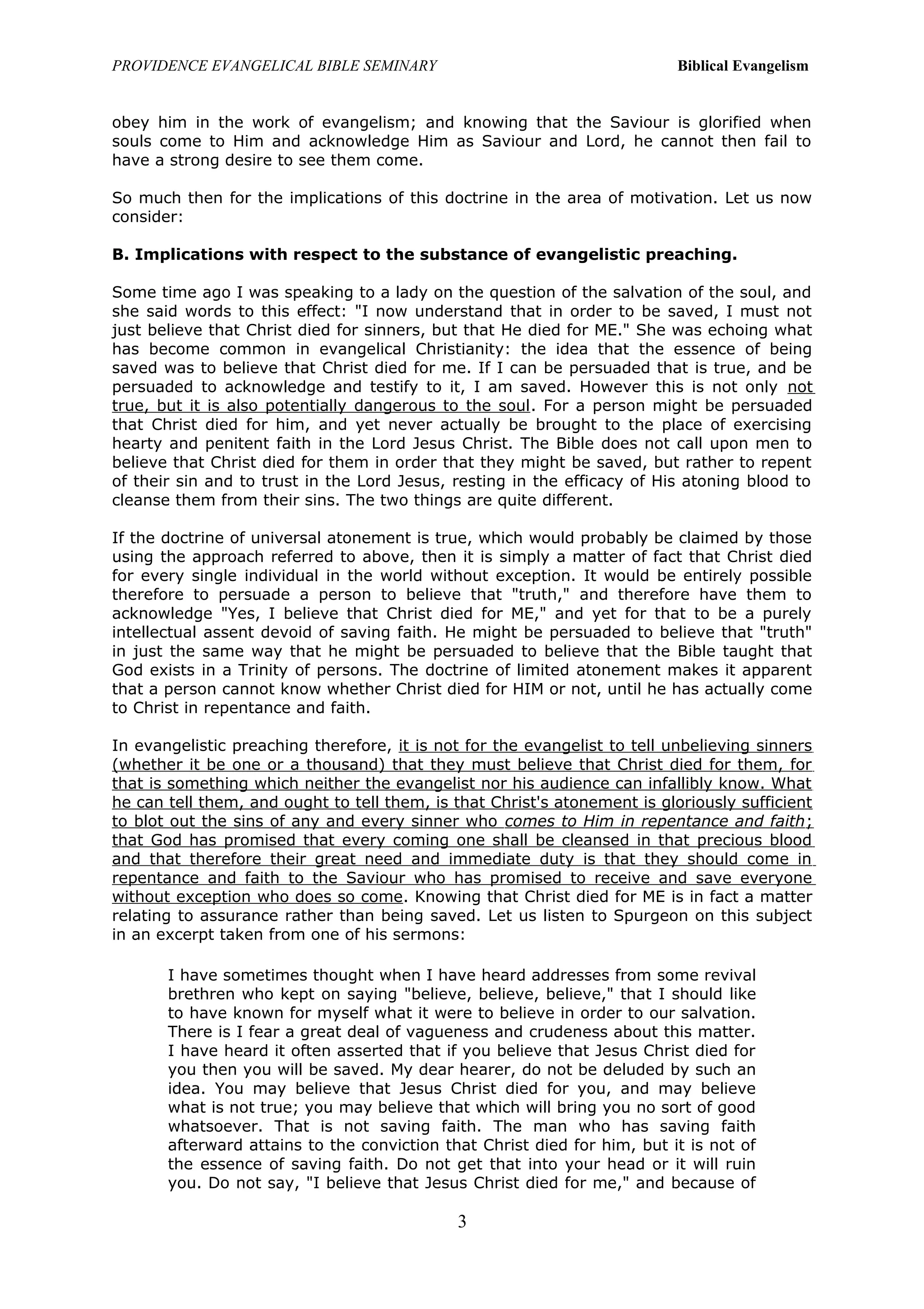 Limited Atonement - Evangelism | DOC