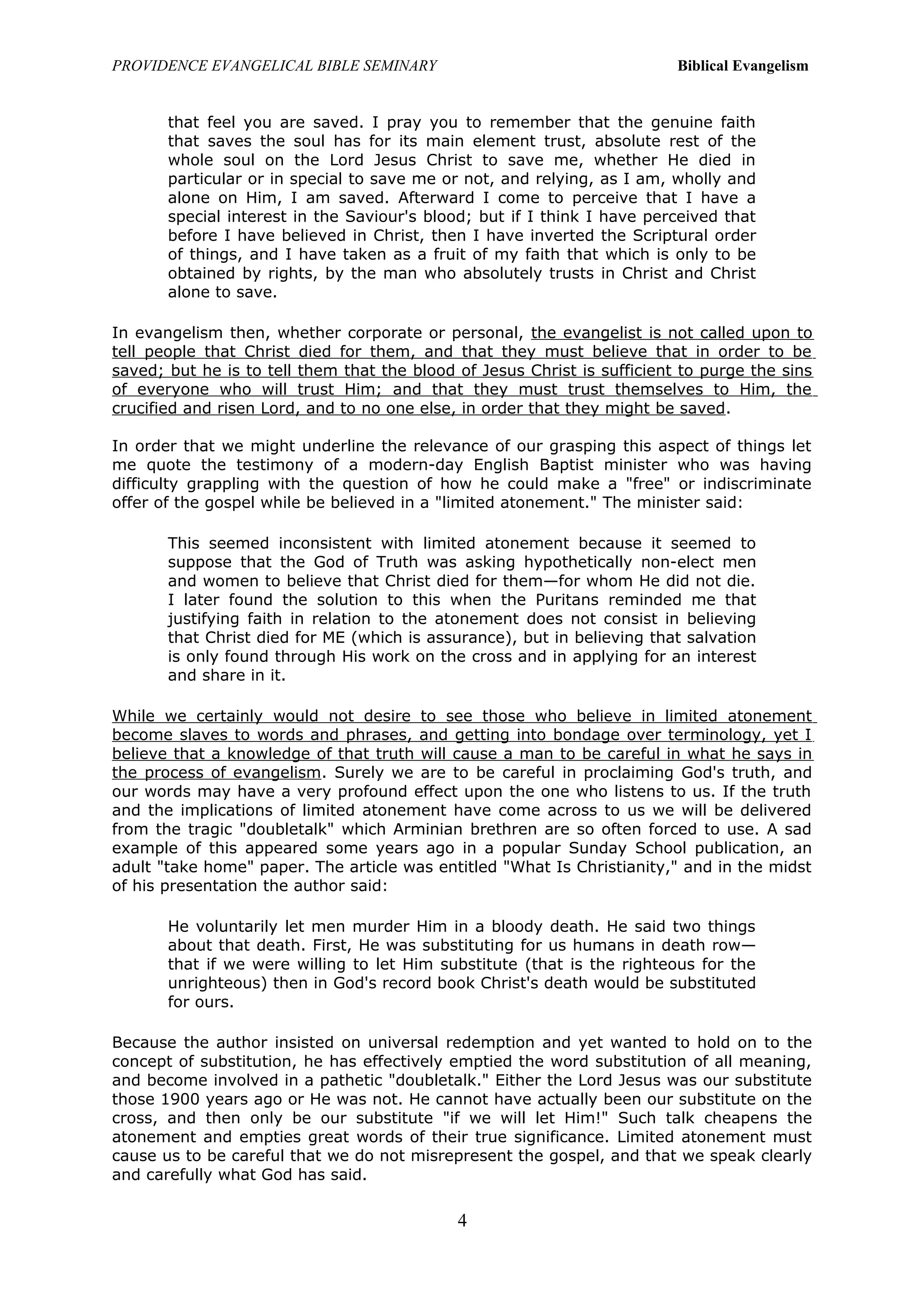 Limited Atonement - Evangelism | DOC