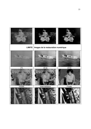 33




           LIMITE Images de la restauration numérique




  (1)                        (2-a)                      (2-b)




Initiale                 Intermédiaire                  Finale
 