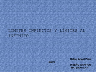 LIMITES INFINITOS Y LÍMITES AL
INFINITO
Rafael Ángel Peña
Izarra
DISEÑO GRAFICO
MATEMATICA 1
 