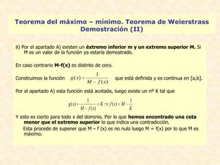 Teorema de los valores intermedios o de Darboux
             Enunciado e interpretación geométrica
    Sea f(x) una funció...