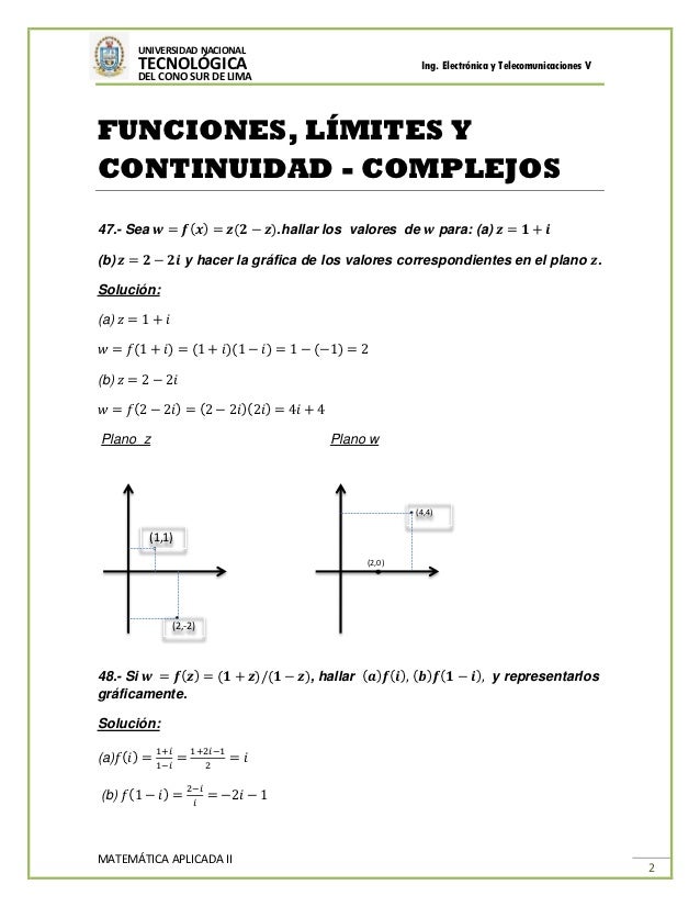 2do Trabajo De Matematica Aplicada Ii Limites Y Continuidad En Comp