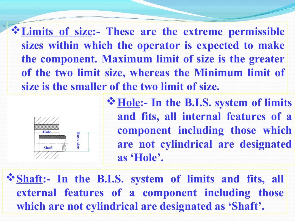 Limit, fit, tolerance