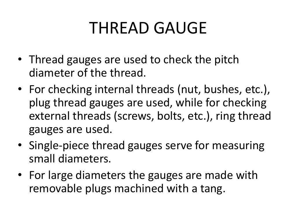 gauges, Metrology, Types of gauges
