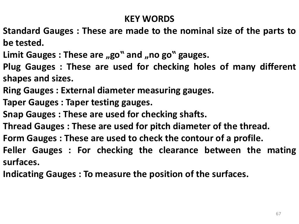 gauges, Metrology, Types of gauges