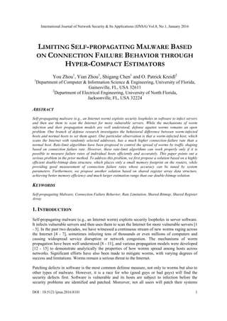 Limiting self propagating malware based | PDF