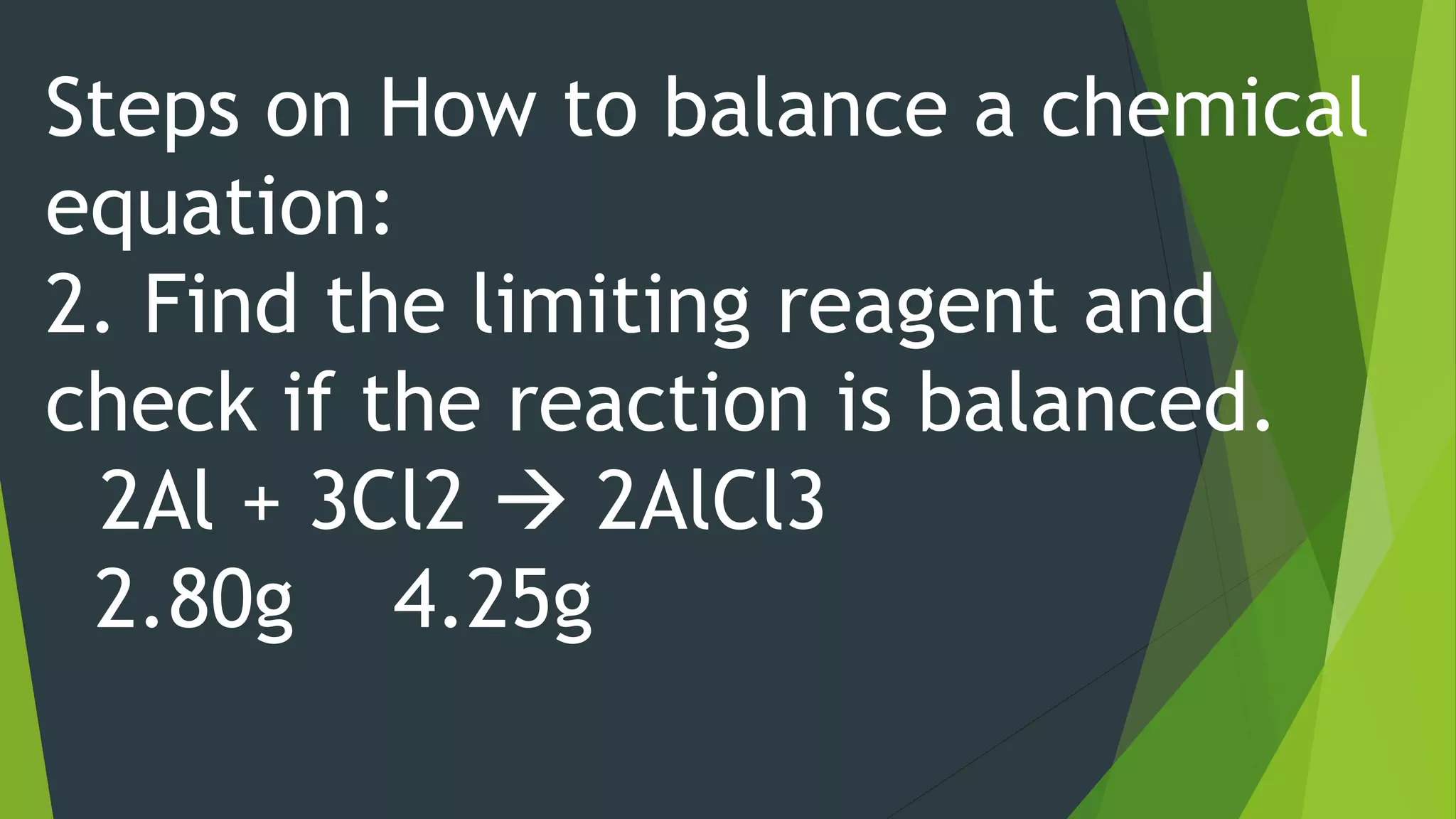 LIMITING REACTANT AND THE AMOUNT OF PRODUCTS FORMED.pptx | Chemistry ...