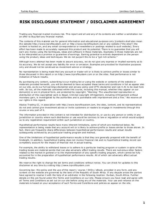 Forex market disclaimer