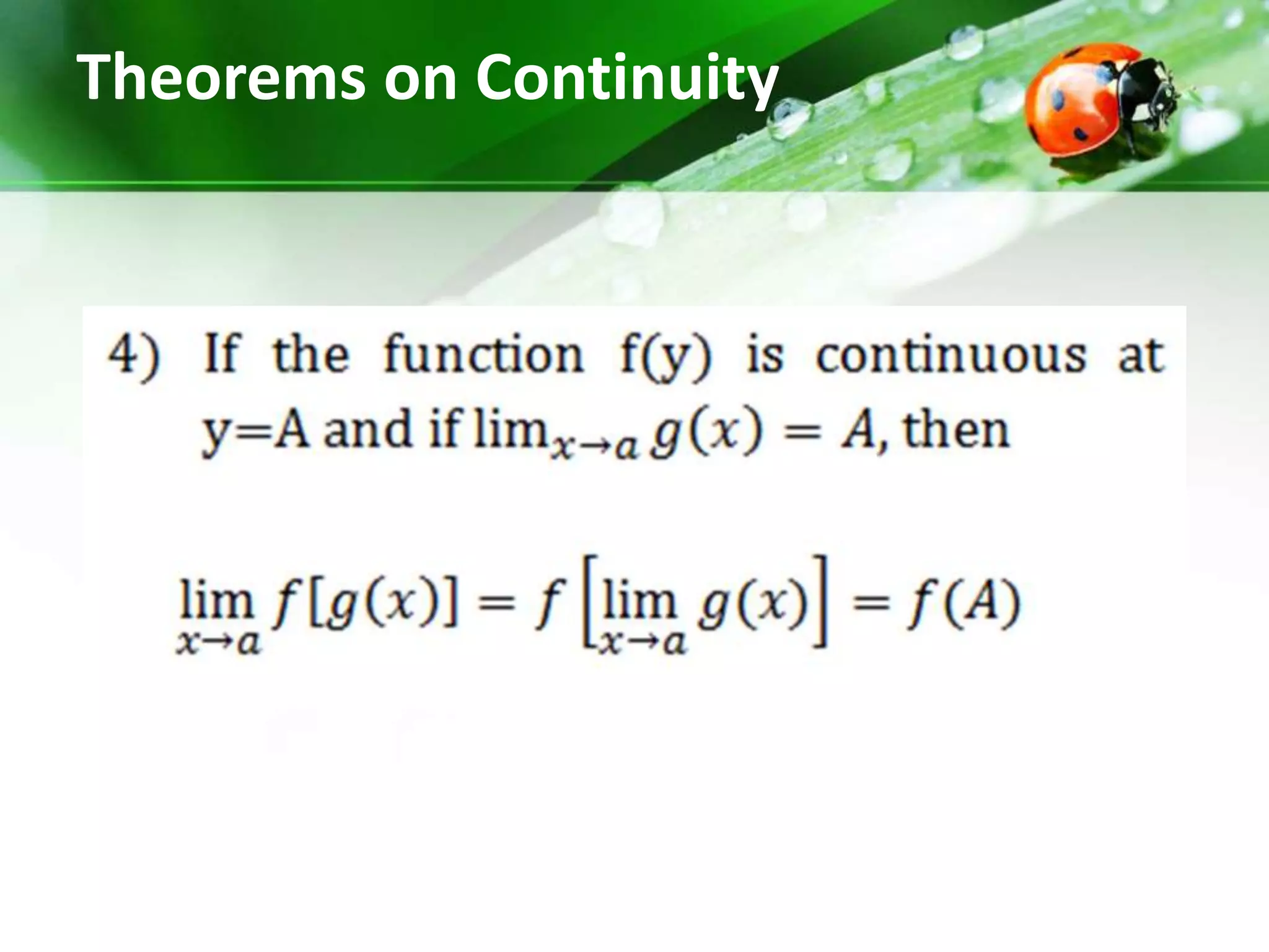 Theorems on Continuity