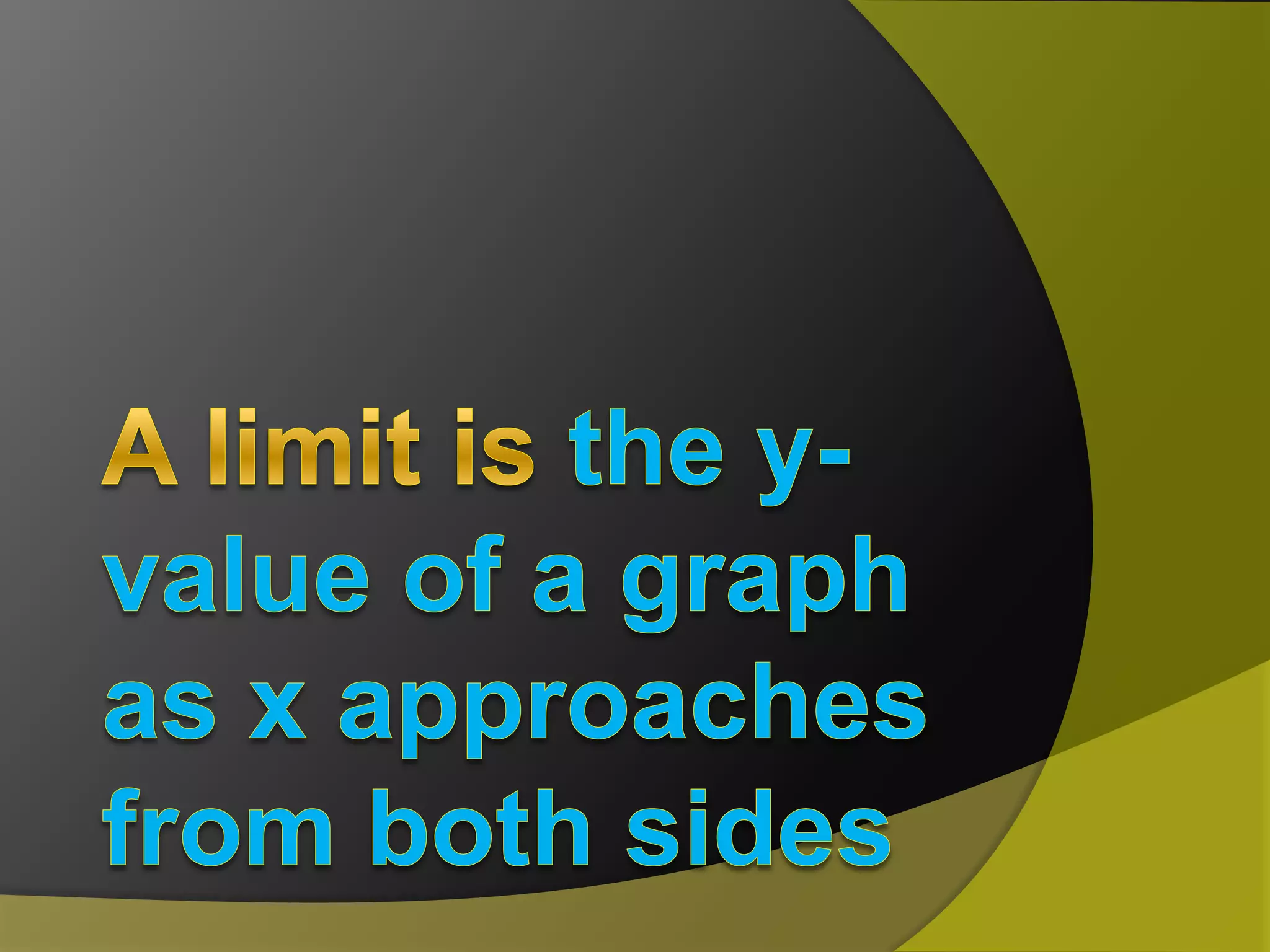 A limit is the y-value of a graph as x approaches from both sides