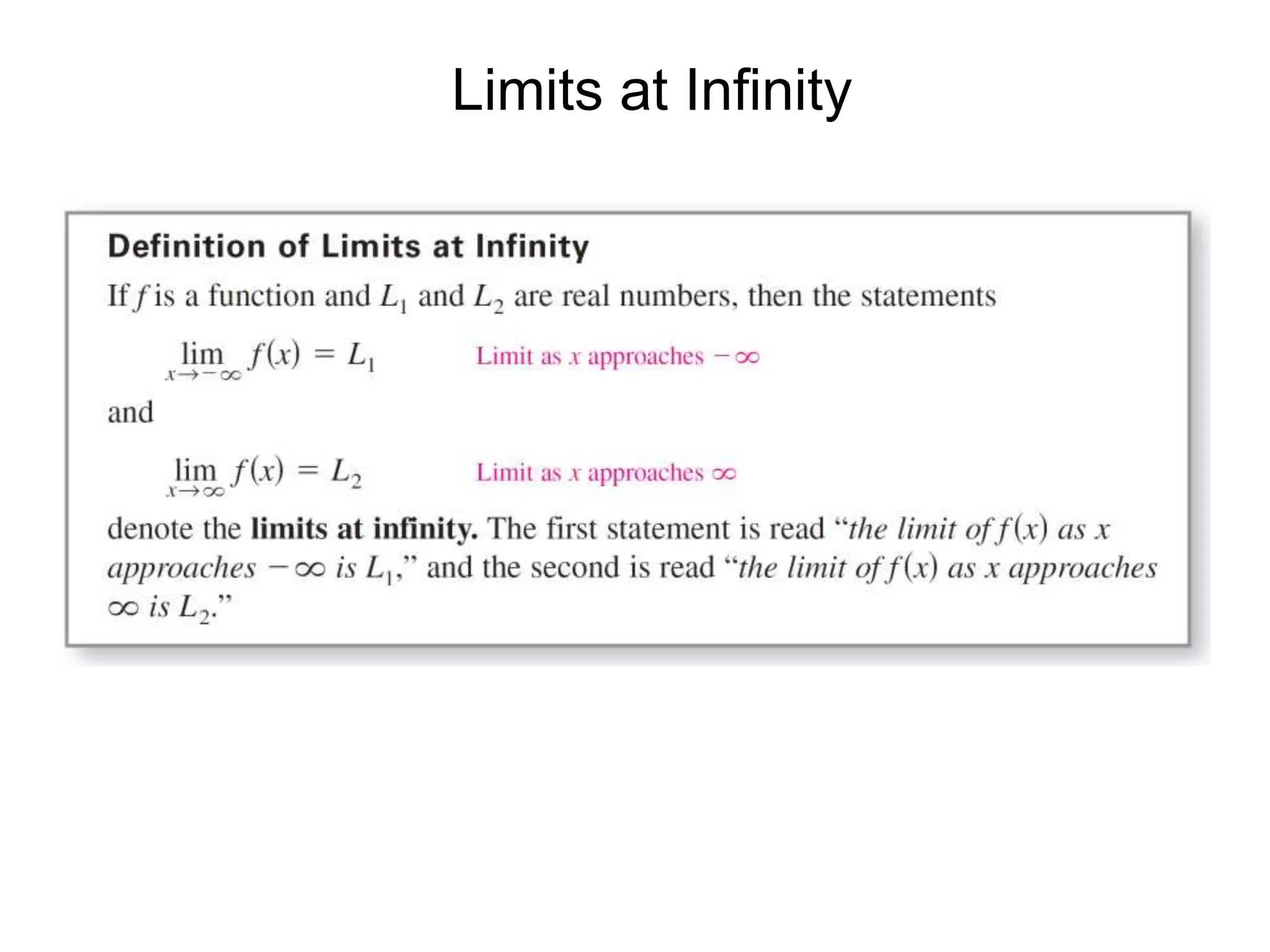 Limits at Infinity
 