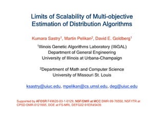 Limits of scalability of multiobjective estimation of distribution algorithms
