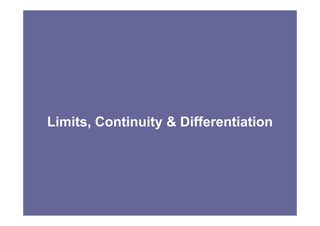 Limits, Continuity & Differentiation
 