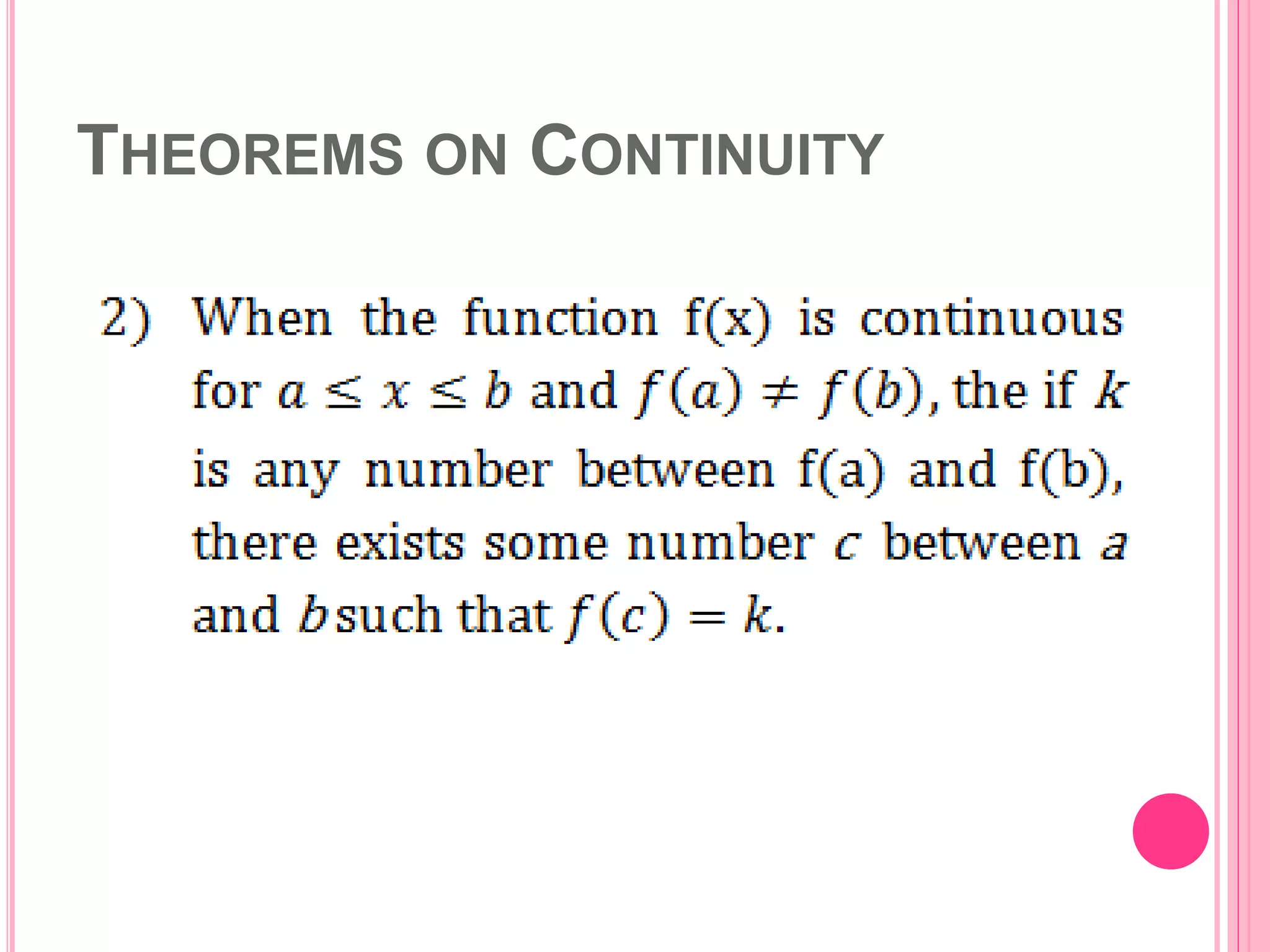 THEOREMS ON CONTINUITY 
 