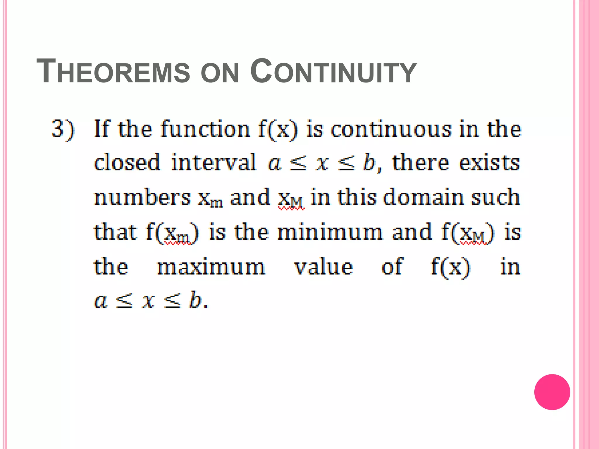 THEOREMS ON CONTINUITY 
 