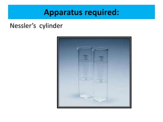 Apparatus required:
Nessler’s cylinder
 