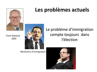 Les problèmes actuels
Le problème d’immigration
compte toujours dans
l’élection

Front National
2002

Révolution d’immigration

 