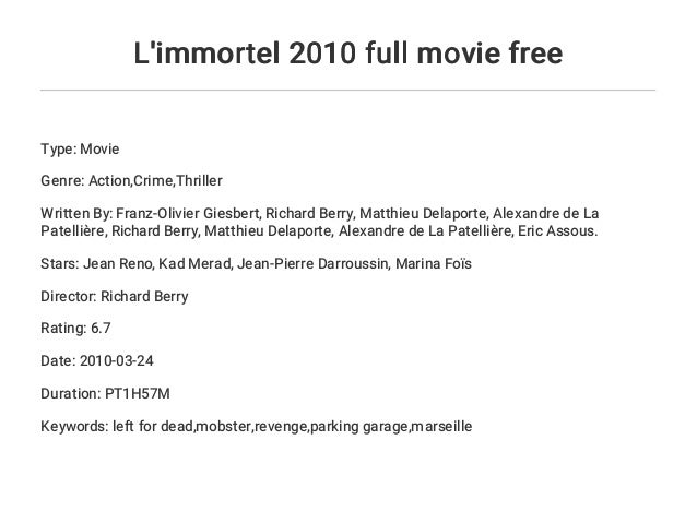TÉLÉCHARGER FILM LIMMORTEL JEAN RENO TÉLÉCHARGER FILM LIMMORTEL JEAN RENO
