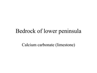 Bedrock of lower peninsula

  Calcium carbonate (limestone)
 