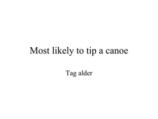 Most likely to tip a canoe

         Tag alder
 