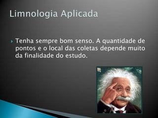  Tenha sempre bom senso. A quantidade de
pontos e o local das coletas depende muito
da finalidade do estudo.
 