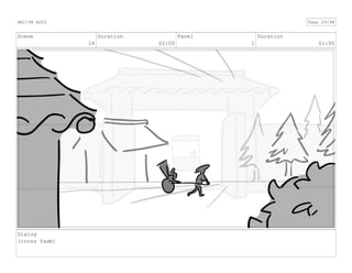 Scene
14
Duration
02:00
Panel
1
Duration
01:00
Dialog
(cross fade)
ANI198 ASS2 Page 29/98
 