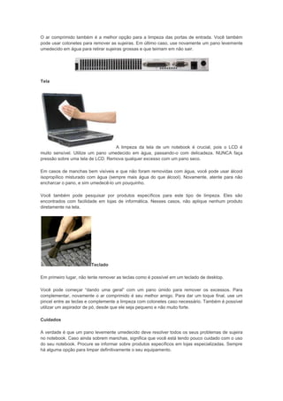 Limpeza do  notebook