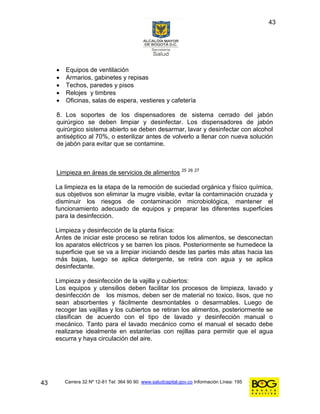 Limpieza y desinfección de equipos y superficies