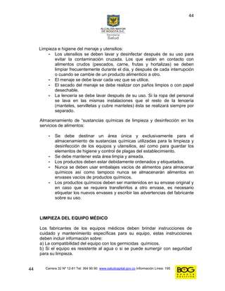 Limpieza y desinfección de equipos y superficies