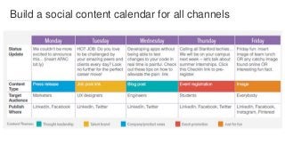 Build a social content calendar for all channels
 