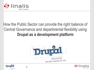 How the Public Sector can provide the right balance of
Central Governance and departmental flexibility using
        Drupal as a development platform




              1/
 