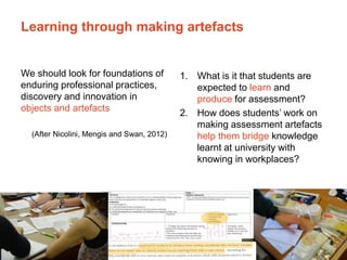 The University of Sydney Page 14
Learning through making artefacts
We should look for foundations of
enduring professional...