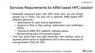 17
Services Requirements for ARM based HPC solution
• Dedicated seasoned team with HPC skills (yes, we are hiring!)
spread...