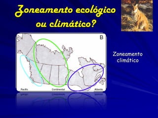 Zoneamento ecológico
   ou climático?

                   Zoneamento
                    climático
 