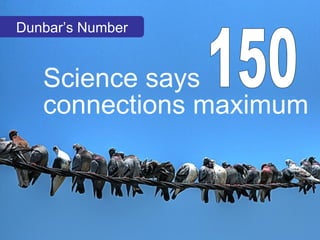 Dunbar’s Number connections maximum  150 Science says 