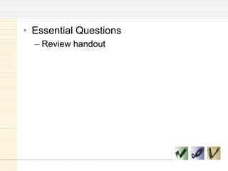 Essential QuestionsReview handout