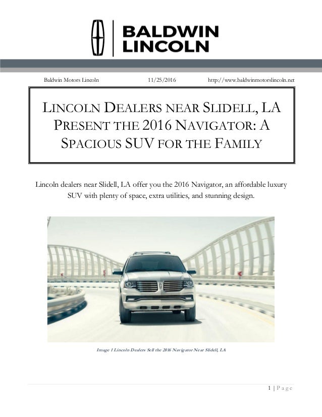 Lincoln Dealers near Slidell, LA Present the 2016 Navigator A Spacious
