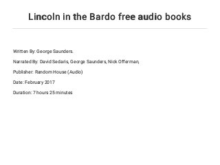 Lincoln in the Bardo free audio books