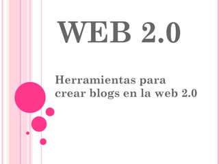 WEB 2.0 Herramientas para crear blogs en la web 2.0 