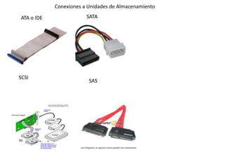 Conexiones a Unidades de Almacenamiento
ATA o IDE SATA
SCSI
SAS
 