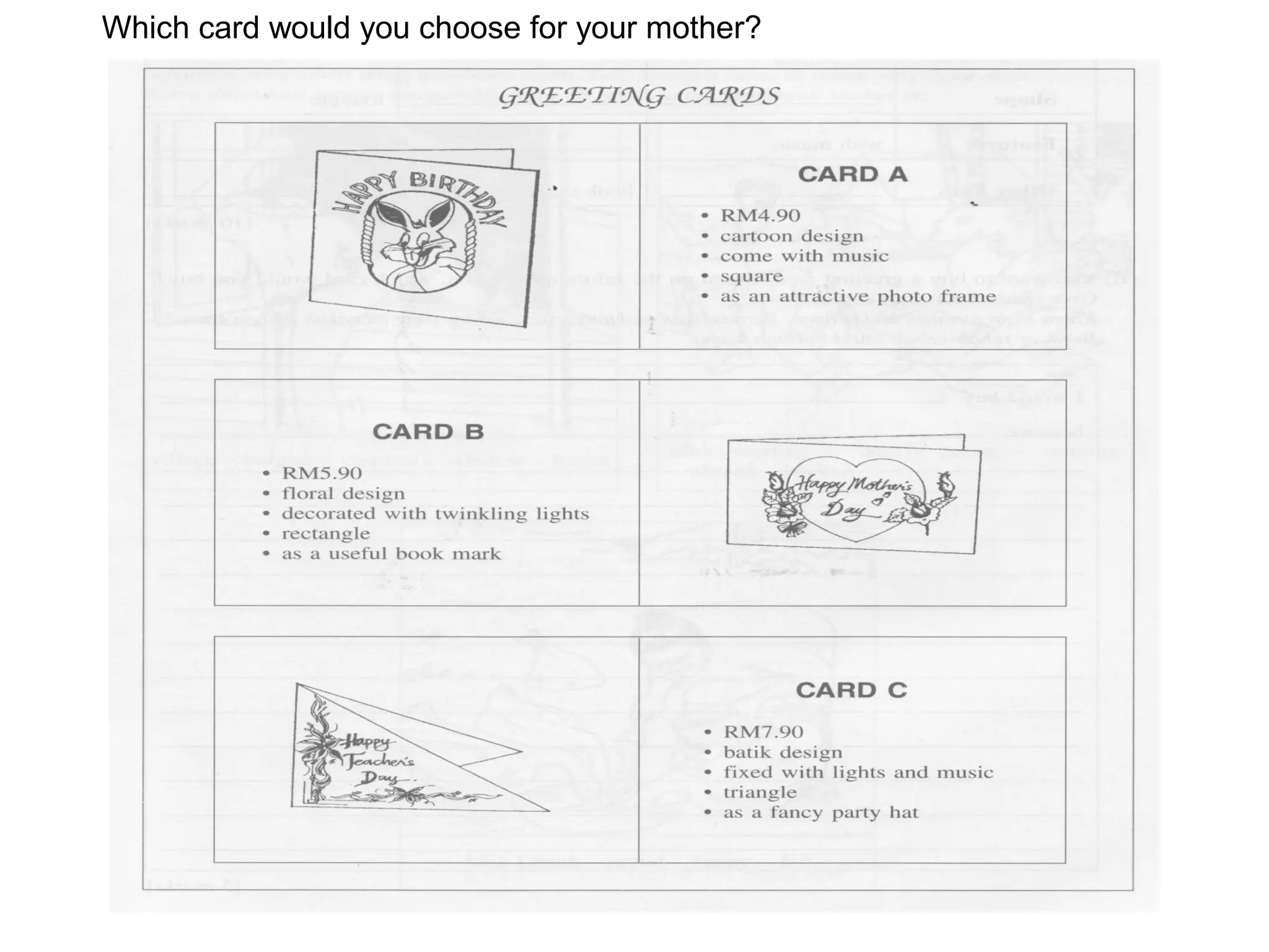 Which card would you choose for your mother?
 