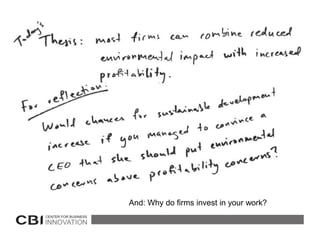 And: Why do firms invest in your work?
 