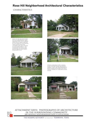 Rose Hill Neighborhood Architectural Characteristics
 