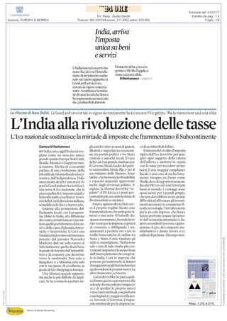 Tiratura: 382.032 Diffusione: 211.650 Lettori: 879.000
Dir. Resp.: Guido Gentili
Servizi di Media Monitoring
Sezione: EUROPA E MONDO Foglio: 1/2
Estratto da pag.: 1,4
Edizione del: 01/07/17
Peso: 1-2%,4-31%
104-115-080
Ilpresentedocumentoèadusoesclusivodelcommittente.
 