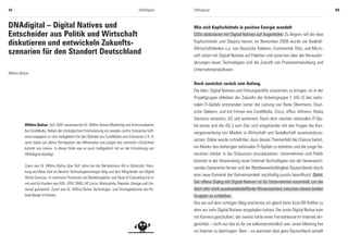 44                                                                                     DNAdigital    DNAdigital                                                                        45



DNAdigital – Digital Natives und                                                                     Wie sich Kopfschütteln in positive Energie wandelt
Entscheider aus Politik und Wirtschaft                                                               CEOs diskutieren mit Digital Natives auf Augenhöhe: Zu Beginn rief die Idee

diskutieren und entwickeln Zukunfts-                                                                 Kopfschütteln und Skepsis hervor, im November 2008 wurde sie Realität:
                                                                                                     Wirtschaftslenker u.a. von Deutsche Telekom, Continental, Otto, und Micro-
szenarien für den Standort Deutschland                                                               soft sitzen mit Digital Natives auf Paletten und sprechen über die Herausfor-
                                                                                                     derungen neuer Technologien und die Zukunft von Produktentwicklung und
                                                                                                     Unternehmenskulturen.
Willms Buhse

                                                                                                     Doch zunächst zurück zum Anfang.
                                                                                                     Die Idee, Digital Natives und Führungskräfte zusammen zu bringen, ist in der
                                                                                                     Projektgruppe »Medien der Zukunft« der Arbeitsgruppe 2 (AG 2) des natio-
                                                                                                     nalen IT-Gipfels entstanden (unter der Leitung von Rene Obermann, Deut-
                                                                                                     sche Telekom, und mit Firmen wie CoreMedia, Cisco, ePlus, Infineon, Nokia
                                                                                                     Siemens networks, O2 und weiteren). Nach dem zweiten nationalen IT-Gip-
         Willms Buhse: Seit 2002 verantwortet Dr. Willms Buhse Marketing und Kommunikation           fel setzte sich die AG 2 zum Ziel, sich eingehender mit den Fragen der Kon-
         bei CoreMedia. Neben der strategischen Positionierung von people-centric Enterprise Soft-
                                                                                                     vergenzwirkung von Medien in Wirtschaft und Gesellschaft auseinanderzu-
         ware engagiert er sich maßgeblich für den Wandel von CoreMedia zum Enterprise 2.0. Er
                                                                                                     setzen. Dabei wurde schnell klar, dass dieses Themenfeld die Chance bietet,
         setzt dabei auf aktive Partizipation der Mitarbeiter und prägte das Leitmotiv »Schönheit
         kommt von innen«. In dieser Rolle war er auch maßgeblich mit an der Entstehung von          ein Manko des bisherigen nationalen IT-Gipfels zu beheben und die junge Ge-
         DNAdigital beteiligt.                                                                       neration stärker in die Diskussion einzubeziehen. Unternehmen und Politik
                                                                                                     könnten in der Anwendung neuer Internet-Technologien von der heranwach-
         Zuvor war Dr. Willms Buhse über fünf Jahre bei der Bertelsmann AG in Gütersloh, Ham-
                                                                                                     senden Generation lernen und die Wettbewerbsfähigkeit Deutschlands durch
         burg und New York im Bereich Technologiestrategie tätig und dort Mitgründer von Digital
                                                                                                     eine neue Dynamik der Gemeinsamkeit nachhaltig positiv beeinflusst. Denn:
         World Services. In mehreren Positionen als Marketingleiter und Head of Consulting hat er
         mit und für Kunden wie AOL, AT&T, BMG, HP, Lycos, Matsushita, Napster, Orange und Uni-      Der offene Dialog mit Digital Natives ist für Unternehmen essentiell, um die
         versal gearbeitet. Zuvor war Dr. Willms Buhse Technologie- und Strategieberater bei Ro-     doch sehr stark auseinanderklaffende Wissensschere zwischen diesen beiden
         land Berger & Partner.                                                                      Gruppen zu schließen.
                                                                                                     Das wir auf dem richtigen Weg sind lernte ich gleich beim Kick-Off-Treffen zu
                                                                                                     dem wir zehn Digital Natives eingeladen hatten. Der erste Digital Native kam
                                                                                                     mit Kamera geschultert, der zweite hatte einen Fernsehkanal im Internet ein-
                                                                                                     gerichtet – nicht nur das es für sie selbstverständlich war, unser Meeting live
                                                                                                     ins Internet zu übertragen. Nein – es warteten über ganz Deutschland verteilt
 