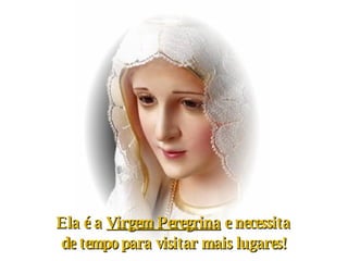 Ela é a  Virgem Peregrina  e necessita  de tempo para visitar mais lugares!   