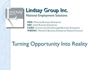 Lindsay Group Inc.  National Employment Solutions 