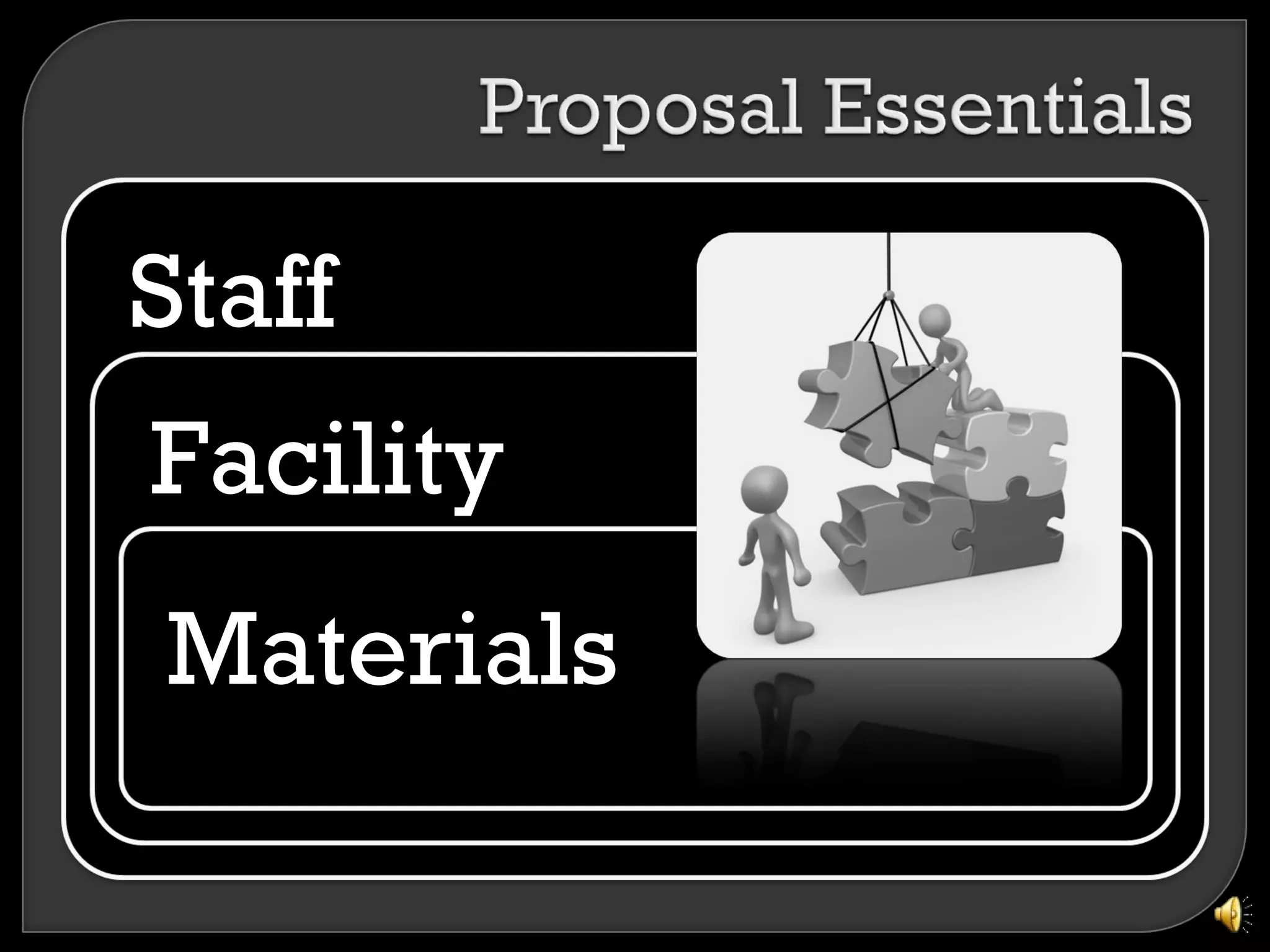 Staff
Facility
Materials
 