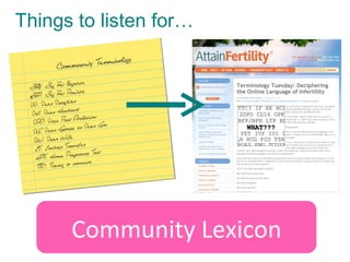 Things to listen for… Community Lexicon 
