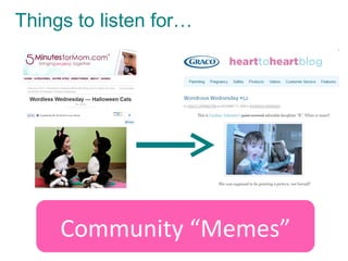 Things to listen for… Community “Memes” 